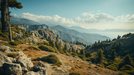 Mountains in Crimea, Ukraine. Panoramic view from the top of the mountain.の素材