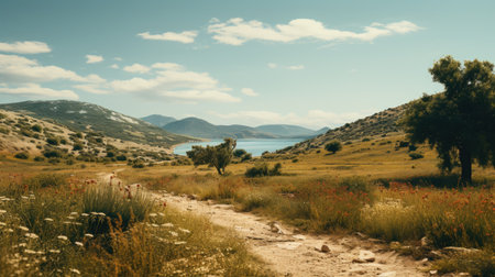 Panoramic view of Lake Balaton, Hungary. Filtered image processed vintage effect.の素材
