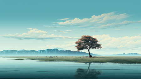Lonely tree in the lake.の素材