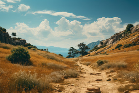 Hiking trail in Sierra Nevada mountains, California, United States.の素材