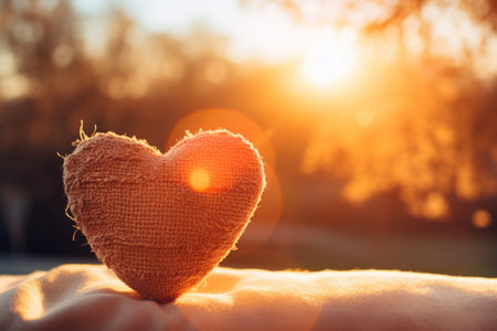 Heart on the background of the sunset. The concept of Valentine's Day.の素材