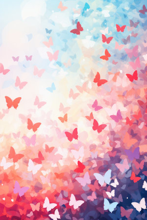 Abstract background with butterflies and bokeh effect.の素材
