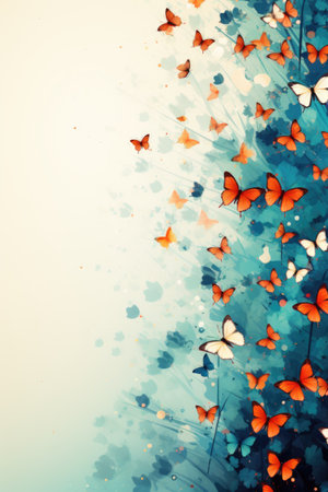 butterflies on abstract watercolor background with space for your textの素材