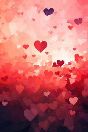 Valentine's day abstract background with hearts.の素材