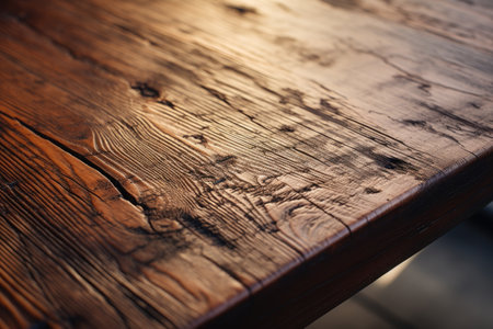 Wooden table with natural pattern. Vintage background. Selective focus.の素材