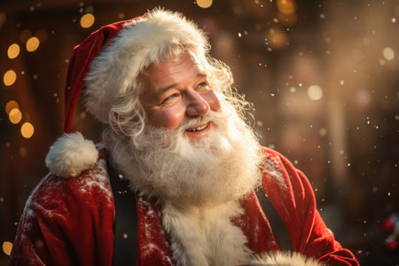 Portrait of happy santa claus at christmas time outdoorsの素材