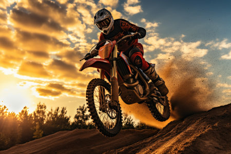 Motocross rider on the race. Extreme motocross concept.の素材