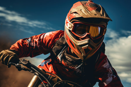 Motocross rider on the race. Extreme motocross sport.の素材
