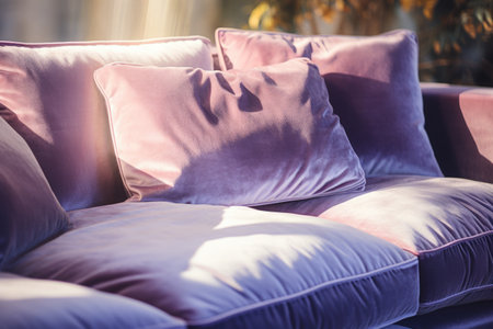 Pillow on sofa decoration in living room interior - Vintage Light Filterの素材