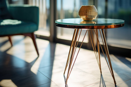 Luxury coffee table and chair in modern cafe, stock photoの素材