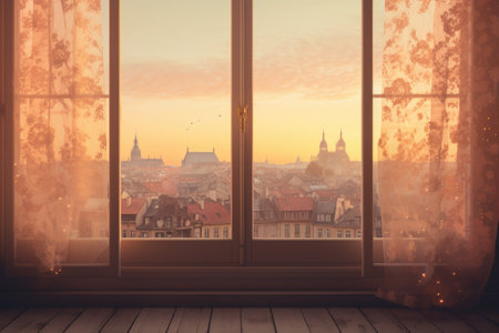 View from the window to the old town of Pragueの素材
