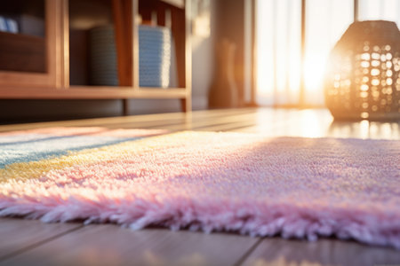 Carpet on the wooden floor in the living room at homeの素材