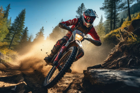 Motocross rider on the race. Extreme motocross concept.の素材