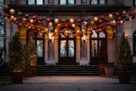 Christmas decorations on the streets of the old town of Riga, Latviaの素材