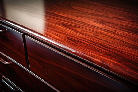 Close up of a wooden drawer in a luxury home. Toned.の素材