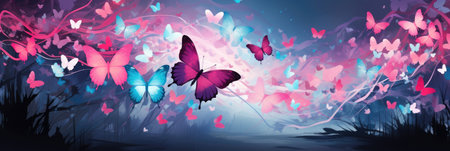 Beautiful nature background with butterflies.の素材