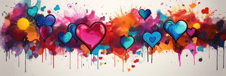 Valentines day background with watercolor heart.の素材