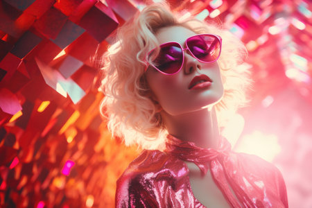 Fashion shot of a beautiful woman in sunglasses. Beauty, fashion. Optics style.の素材