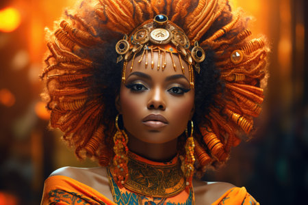 Beautiful african woman with afro hairstyle and makeup.の素材