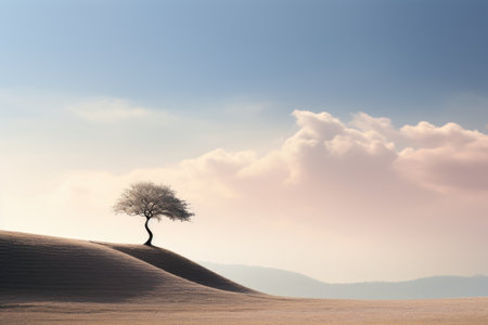 Lonely tree in the desert. Tuscany, Italyの素材