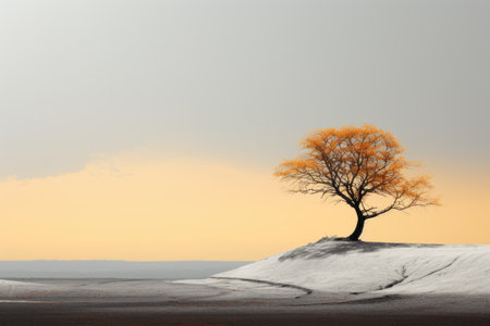 A lonely tree in the middle of the desert. Winter landscape.の素材