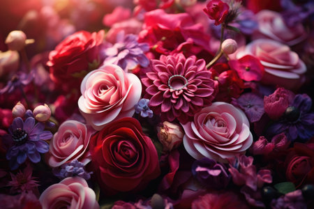 Beautiful red and pink flowers background for Valentine's day or weddingの素材