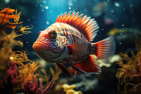 Beautiful colorful tropical fish in the aquarium. Underwater world.の素材