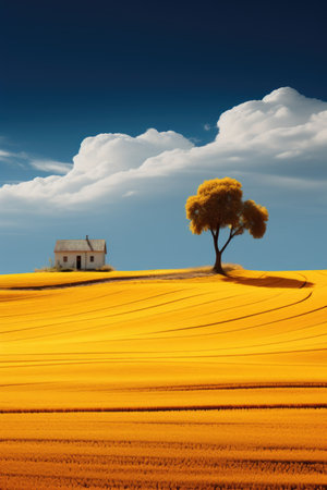 Lonely tree in the middle of plowed field in Tuscanyの素材
