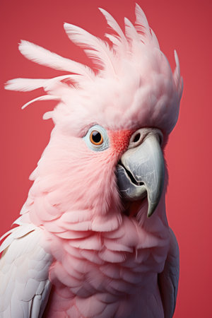 fashionable cockatoo on colorful backgroundの素材