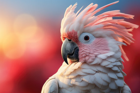fashionable cockatoo on colorful backgroundの素材