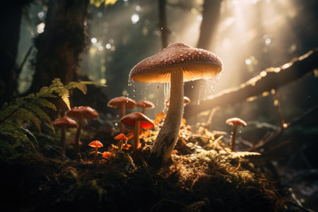 Mushrooms macro nature wild background.の素材