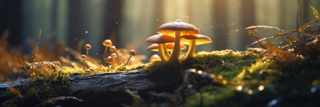 Wild mushrooms in the forest.の素材