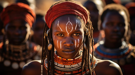 African men in traditional clothesの素材