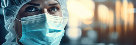 Portrait of female surgeon in operating room at hospital. Surgery concept.の素材