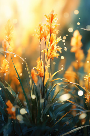 bright field yellow flowers buttercups in the meadow Sunny spring day.の素材