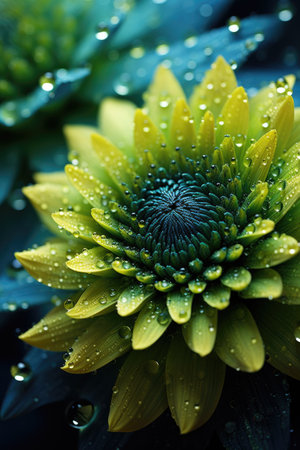 Dark fractal flower, digital artwork for creative graphic design.Fractal pattern in the shape of flowers on a black background.の素材