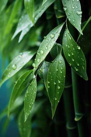 Tropical background green plant leaf South America forest jungle palm tree.の素材