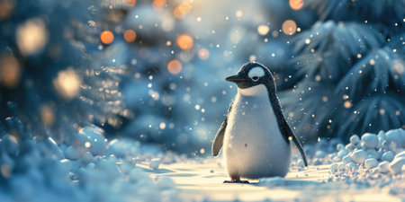 Antarctica, Snow Hill. Portrait of a penguin chick.の素材