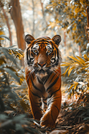 Sumatran tiger (Panthera tigris sumatrae) beautiful animal and his portrait.の素材