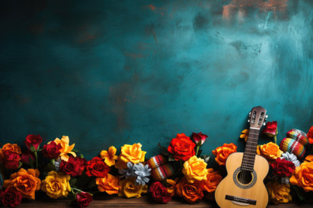 Composition for Cinco de Mayo concept with guitarの素材
