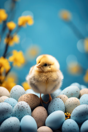 Little chicken and egg on Easter dayの素材