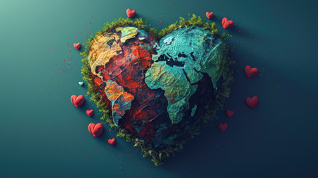 World heart on blue backgroundの素材