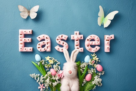 Easter card with rabbitの素材