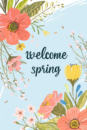 "Welcome Spring" Positive lifestyle concept.の素材