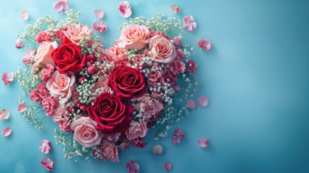 Floral Heart Masterpiece - Red and Pink Flowers Creating a Romantic Valentine's Day Conceptの素材