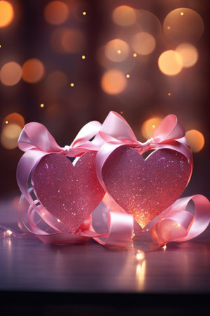 Metallic Hearts and Satin Elegance - Soft Rosy Reflections for a Valentine's Day Conceptの素材