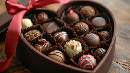 Heart-Shaped Box of Chocolates - Gourmet Treats for Indulgence and Romance, Valentine's Day Conceptの素材