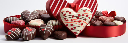 Playful Chocolates in Heart Box - Handmade Touch and Homemade Warmth, Valentine's Day Conceptの素材