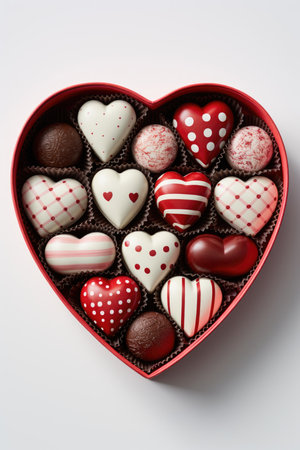 Playful Chocolates in Heart Box - Handmade Touch and Homemade Warmth, Valentine's Day Conceptの素材