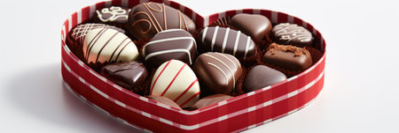Playful Chocolates in Heart Box - Handmade Touch and Homemade Warmth, Valentine's Day Conceptの素材